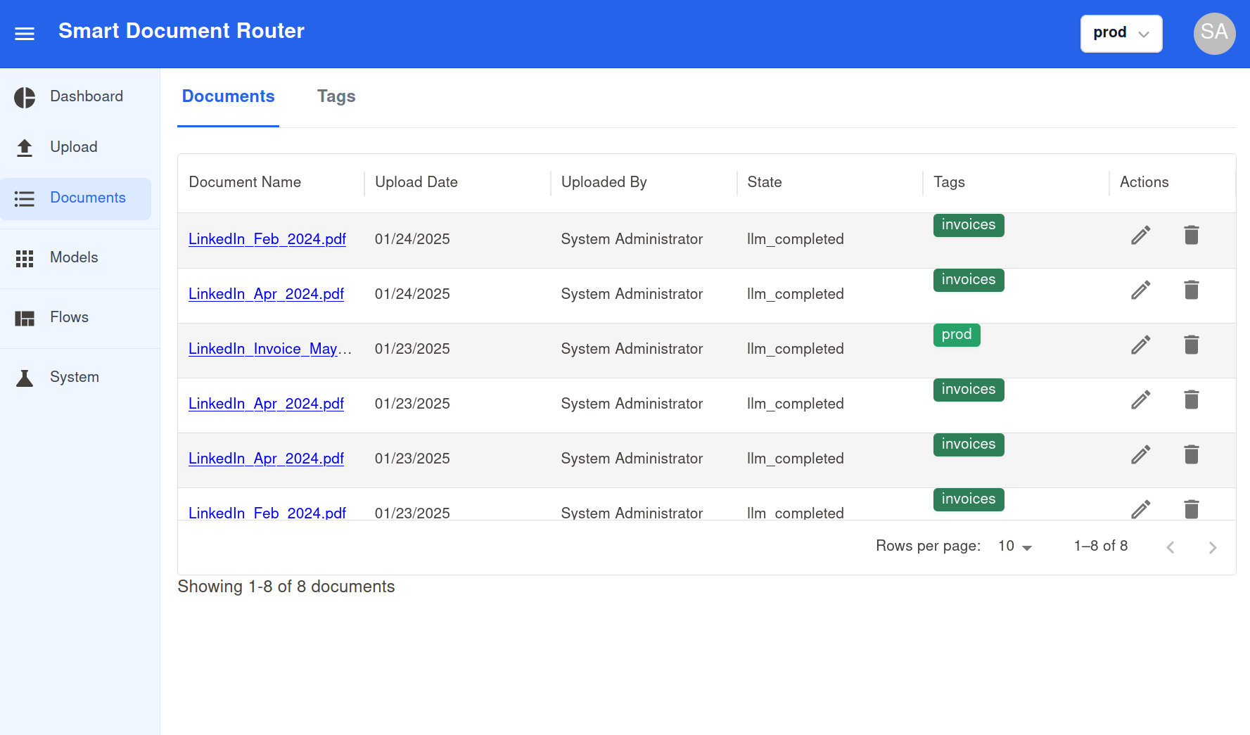 Document List Interface