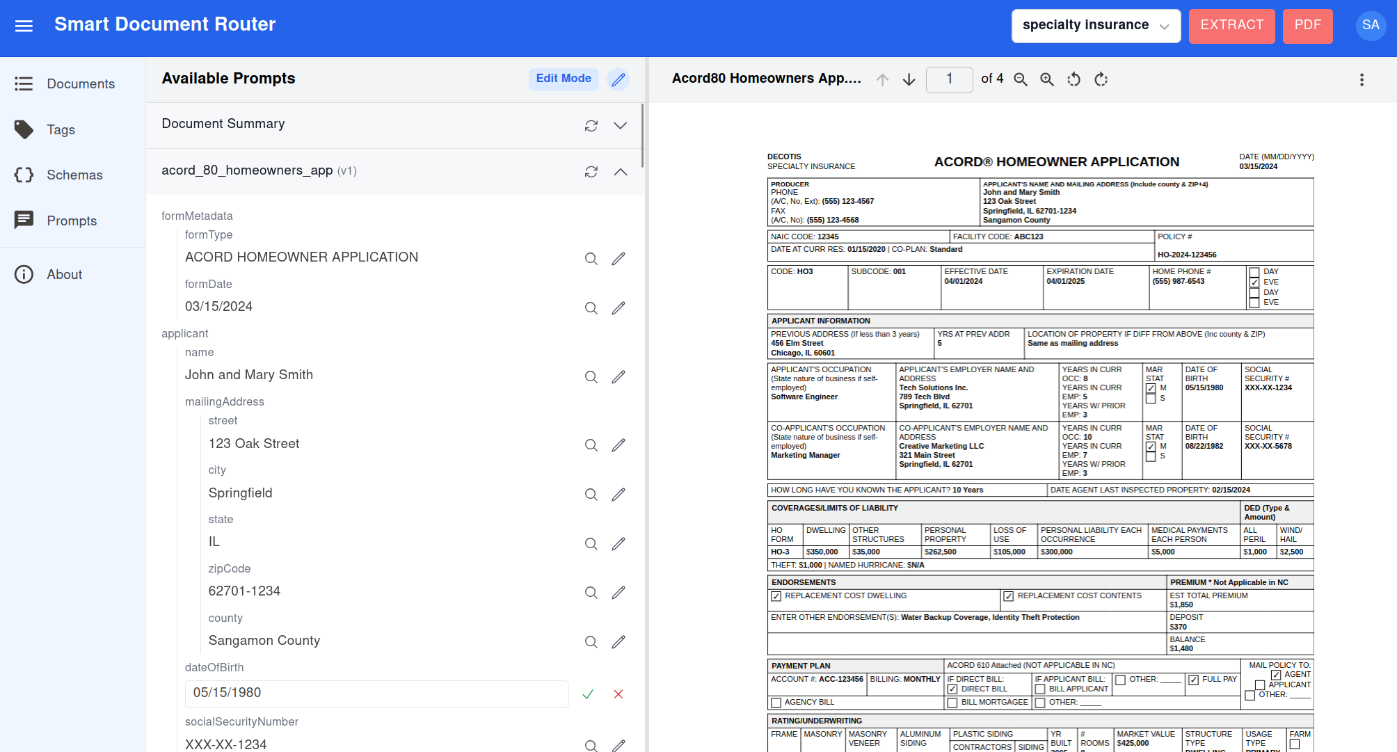 Data Extraction Interface