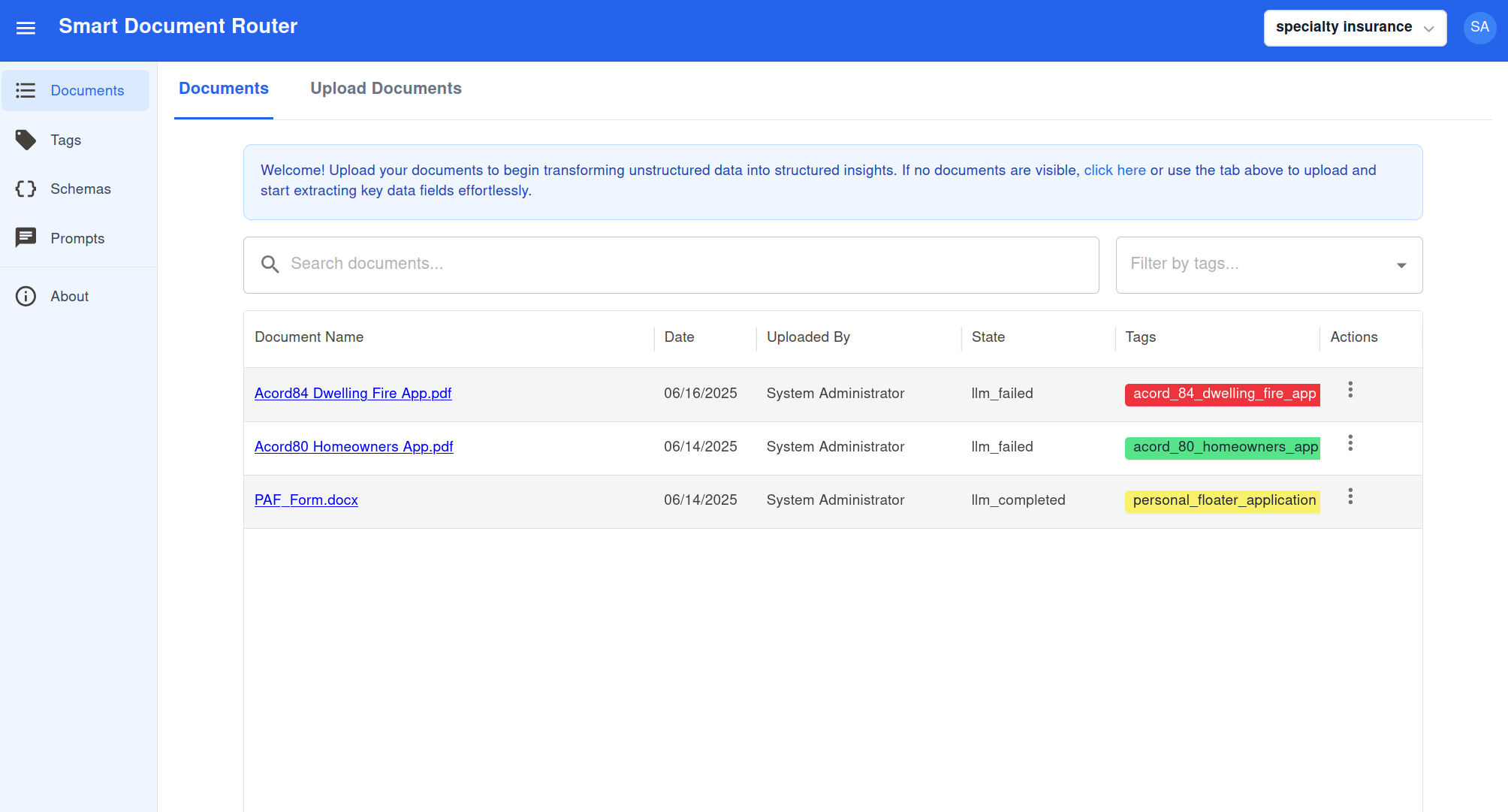 Document List Interface
